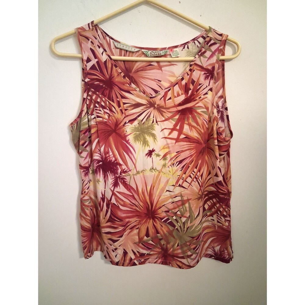 Tommy Bahama Silk Tank Top Womens Large Pink Tropical Coastal Summer Vacation